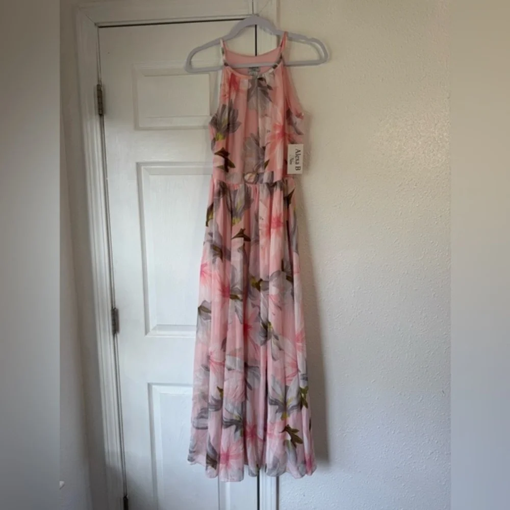 alexa b nites maxi dress Alexa B Nites Maxi Dress Womens 8 Empire Surplice Feminine Cottagecore Romantic
